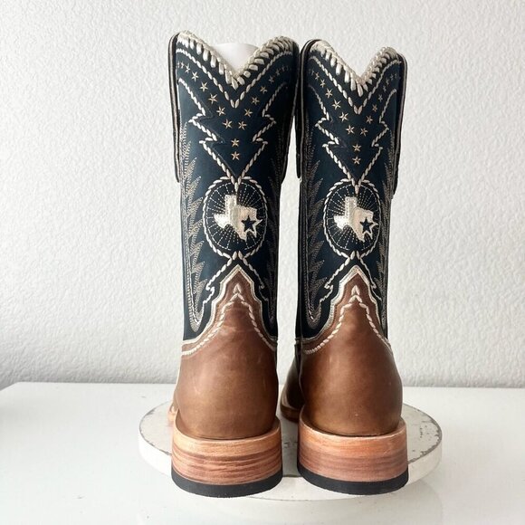 Lane RODEO HOUSTON Mens Cowboy Boots Size 11.5B Brown Leather Western Blunt Toe - Picture 3 of 13